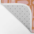 Mid Century Modern Piquet Multi Geometric Pattern Pink Orange Cream Bath Mat Gallery Image 2