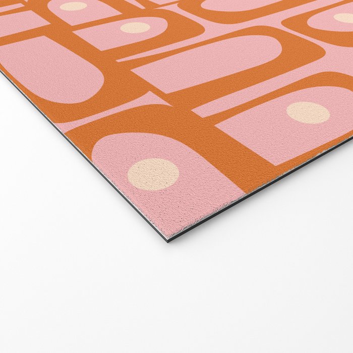 Mid Century Modern Piquet Multi Geometric Pattern Pink Orange Cream Welcome Mat Gallery Image 2