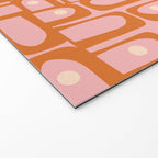 Mid Century Modern Piquet Multi Geometric Pattern Pink Orange Cream Welcome Mat Gallery Image 2