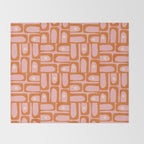 Mid Century Modern Piquet Multi Geometric Pattern Pink Orange Cream Throw Blanket Gallery Image 2