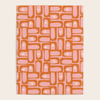 Mid Century Modern Piquet Multi Geometric Pattern Pink Orange Cream Poster Gallery Image 4