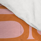 Mid Century Modern Piquet Multi Geometric Pattern Pink Orange Cream Comforter Gallery Image 4
