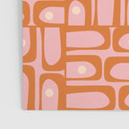 Mid Century Modern Piquet Multi Geometric Pattern Pink Orange Cream Poster Gallery Image 3