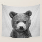 Baby Bear - Black & White Wall Tapestry Gallery Image 4