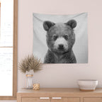 Baby Bear - Black & White Wall Tapestry Gallery Image 2