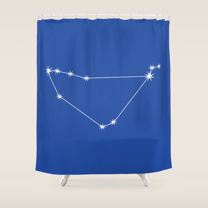 Capricorn Zodiac Star Constellation Line Art Vibrant Blue Shower Curtain Gallery Image 1
