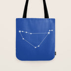 Capricorn Zodiac Star Constellation Line Art Vibrant Blue Tote Bag Gallery Image 1