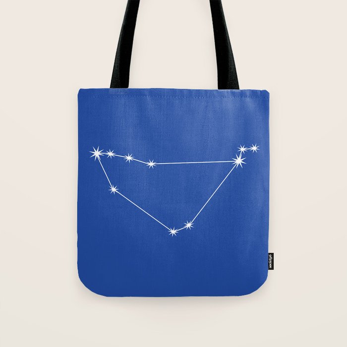 Capricorn Zodiac Star Constellation Line Art Vibrant Blue Tote Bag Gallery Image 1