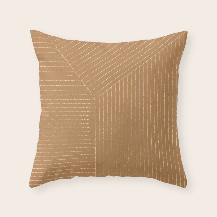 Lines (Tan) Throw Pillow Gallery Image 1