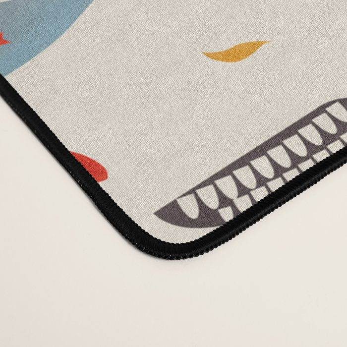 Festive Birds retro pattern Desk Mat Gallery Image 4