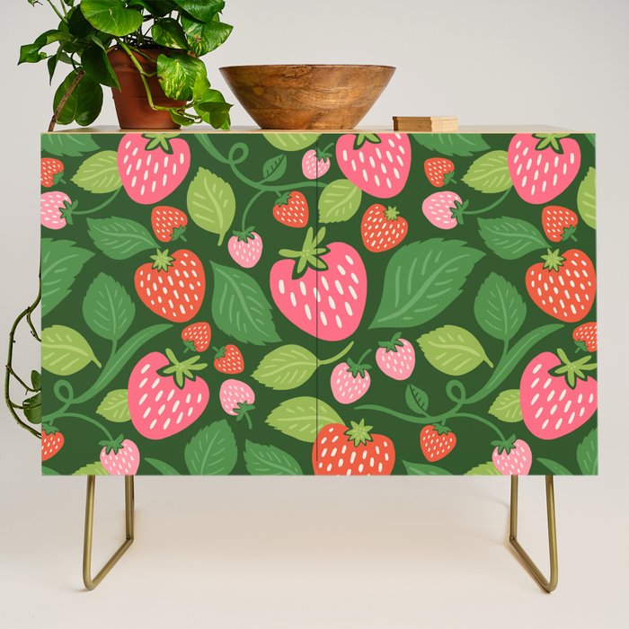 Wild Strawberries - green Credenza Gallery Image 1