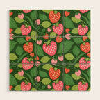 Wild Strawberries - green Wood Wall Art Gallery Image 1