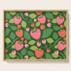 Wild Strawberries - green Serving Tray Gallery Image 1