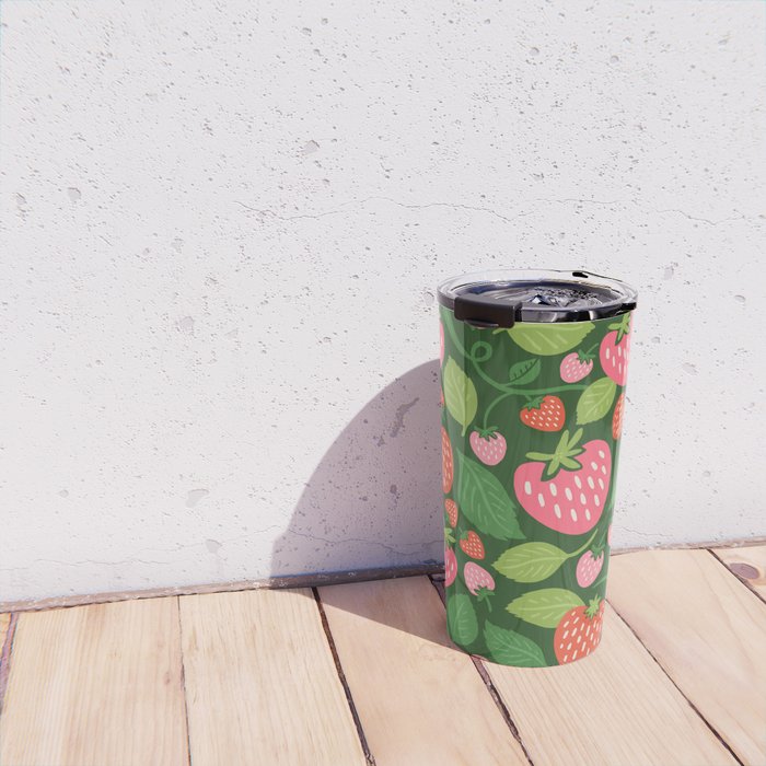 Wild Strawberries - green Travel Mug Gallery Image 4