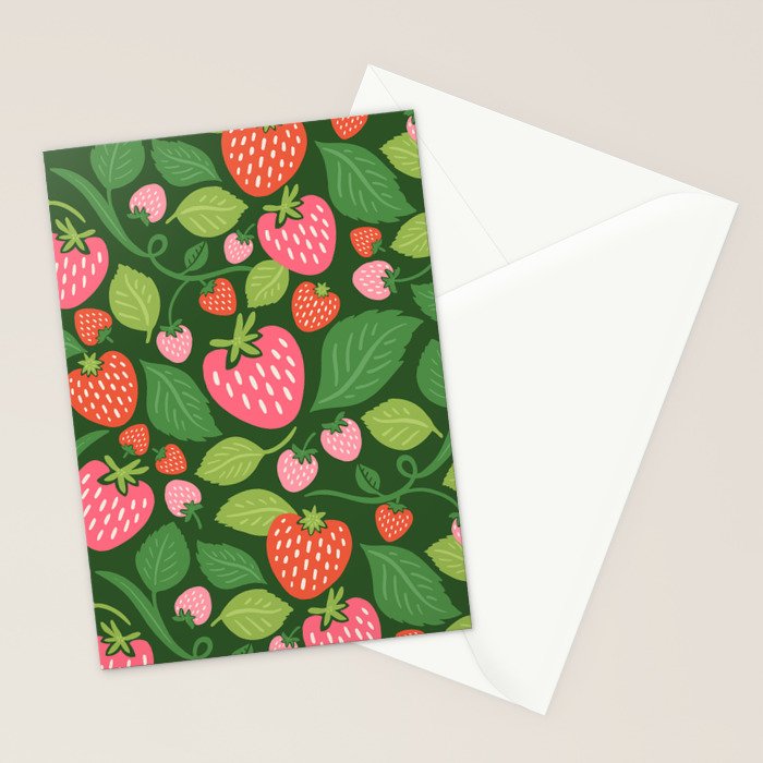 Wild Strawberries - green Stationery Card Gallery Image 2