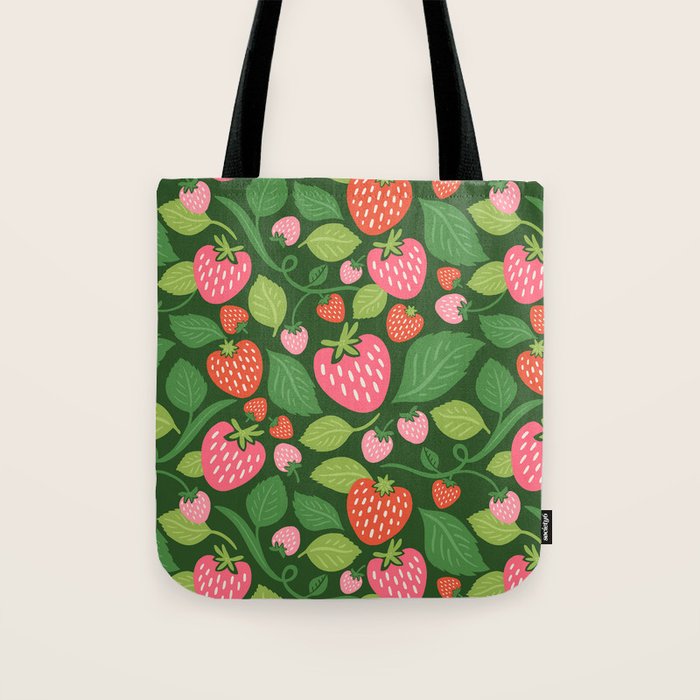 Wild Strawberries - green Tote Bag Gallery Image 1