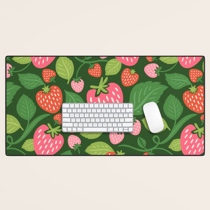 Wild Strawberries - green Desk Mat Gallery Image 1