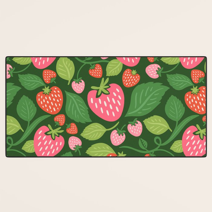 Wild Strawberries - green Desk Mat Gallery Image 3