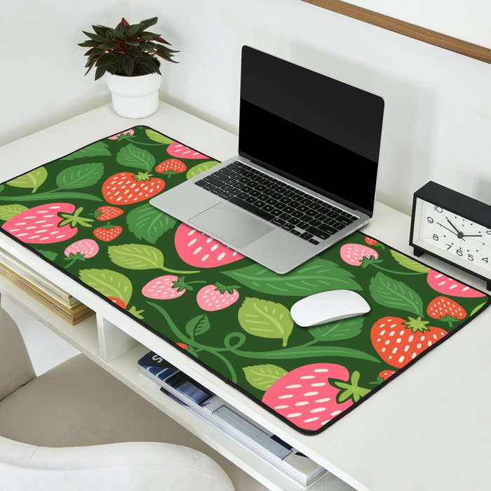 Wild Strawberries - green Desk Mat Gallery Image 2