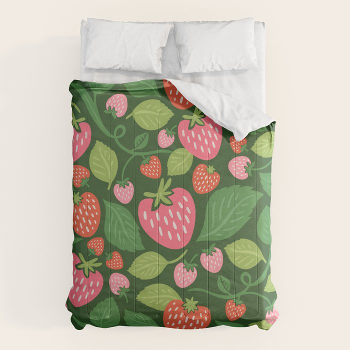 Wild Strawberries - green Comforter Gallery Image 6