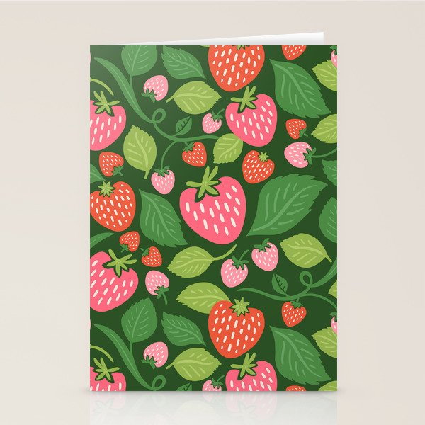 Wild Strawberries - green Stationery Card Gallery Image 1
