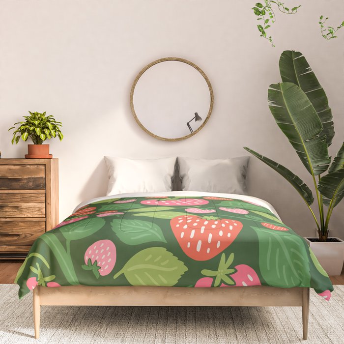 Wild Strawberries - green Comforter Gallery Image 3