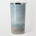 Beach Day II - Ocean Horizon Sandy Sunny Clear Blue Skies Abstract Nature Painting Art Print  Travel Mug Gallery Image 1