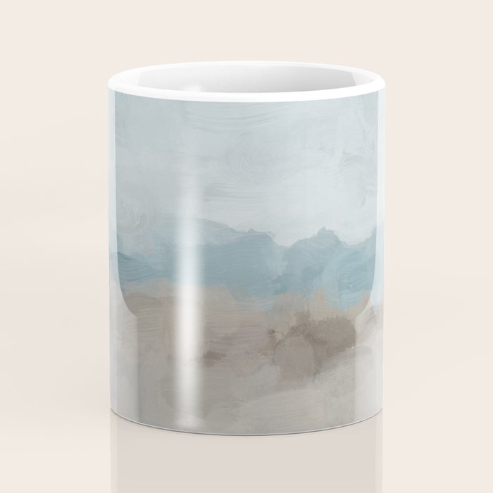 Beach Day II - Ocean Horizon Sandy Sunny Clear Blue Skies Abstract Nature Painting Art Print  Coffee Mug Gallery Image 4