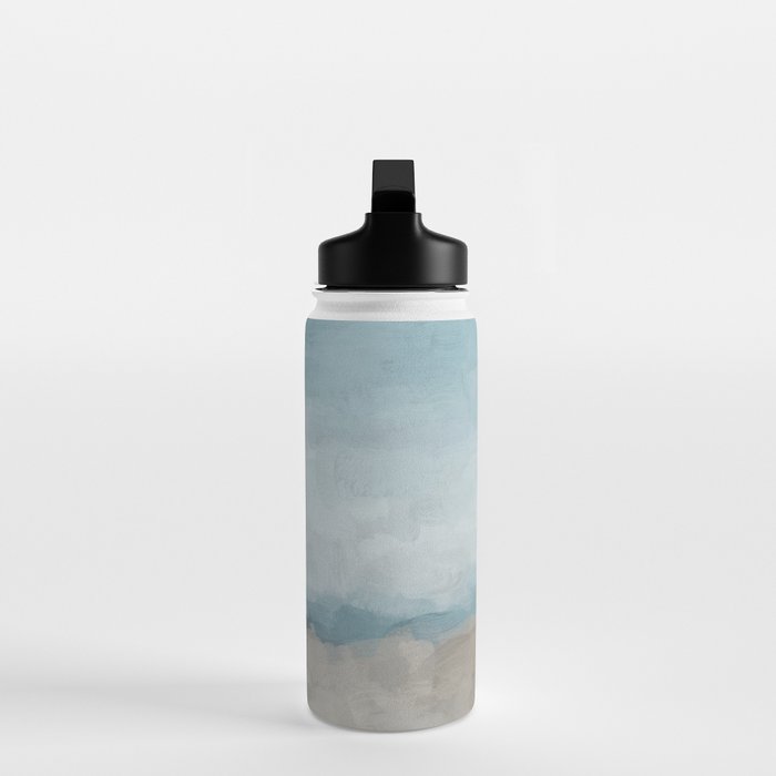 Beach Day II - Ocean Horizon Sandy Sunny Clear Blue Skies Abstract Nature Painting Art Print  Water Bottle Gallery Image 3