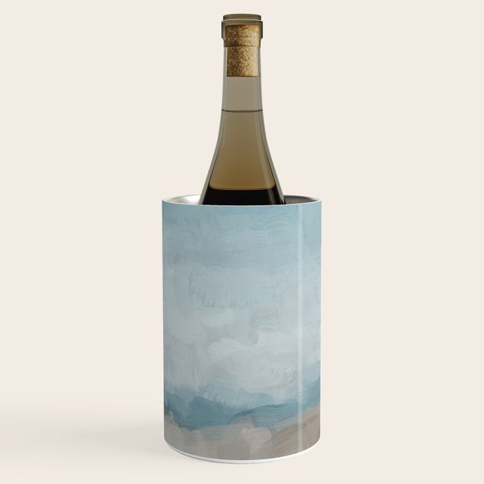 Beach Day II - Ocean Horizon Sandy Sunny Clear Blue Skies Abstract Nature Painting Art Print  Wine Chiller Gallery Image 2