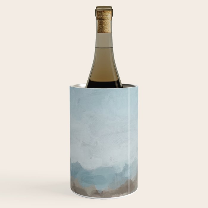 Beach Day II - Ocean Horizon Sandy Sunny Clear Blue Skies Abstract Nature Painting Art Print  Wine Chiller Gallery Image 3