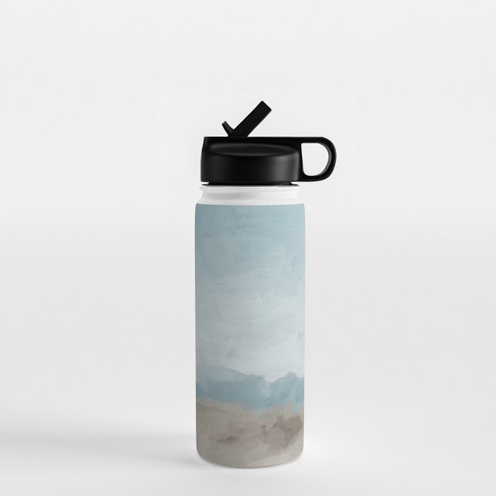 Beach Day II - Ocean Horizon Sandy Sunny Clear Blue Skies Abstract Nature Painting Art Print  Water Bottle Gallery Image 1