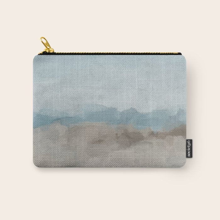 Beach Day II - Ocean Horizon Sandy Sunny Clear Blue Skies Abstract Nature Painting Art Print  Carry All Pouch Gallery Image 1