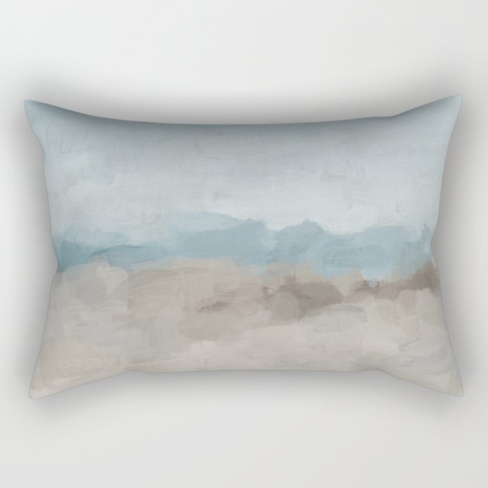 Beach Day II - Ocean Horizon Sandy Sunny Clear Blue Skies Abstract Nature Painting Art Print  Rectangular Pillow Gallery Image 2