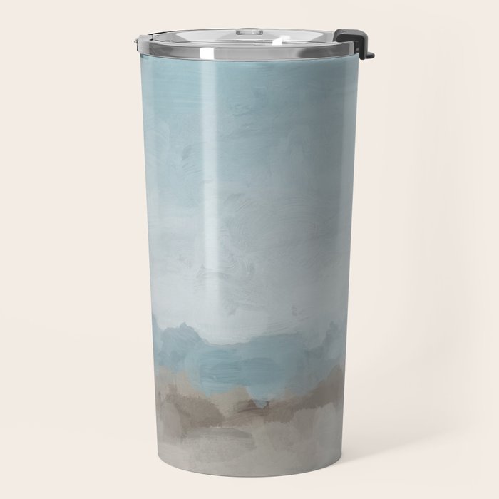 Beach Day II - Ocean Horizon Sandy Sunny Clear Blue Skies Abstract Nature Painting Art Print  Travel Mug Gallery Image 2
