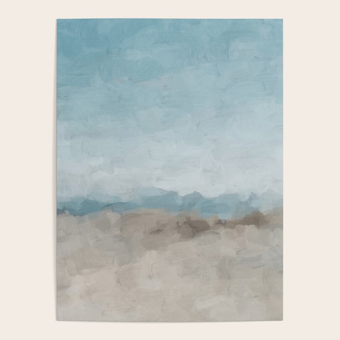 Beach Day II - Ocean Horizon Sandy Sunny Clear Blue Skies Abstract Nature Painting Art Print  Poster Gallery Image 4
