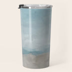 Beach Day II - Ocean Horizon Sandy Sunny Clear Blue Skies Abstract Nature Painting Art Print  Travel Mug Gallery Image 3