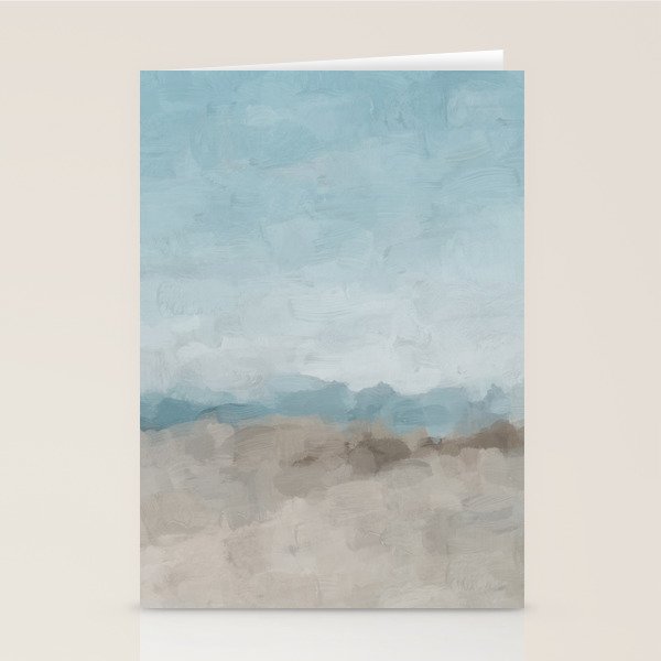 Beach Day II - Ocean Horizon Sandy Sunny Clear Blue Skies Abstract Nature Painting Art Print  Stationery Card Gallery Image 1
