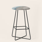Beach Day II - Ocean Horizon Sandy Sunny Clear Blue Skies Abstract Nature Painting Art Print  Stool Gallery Image 1