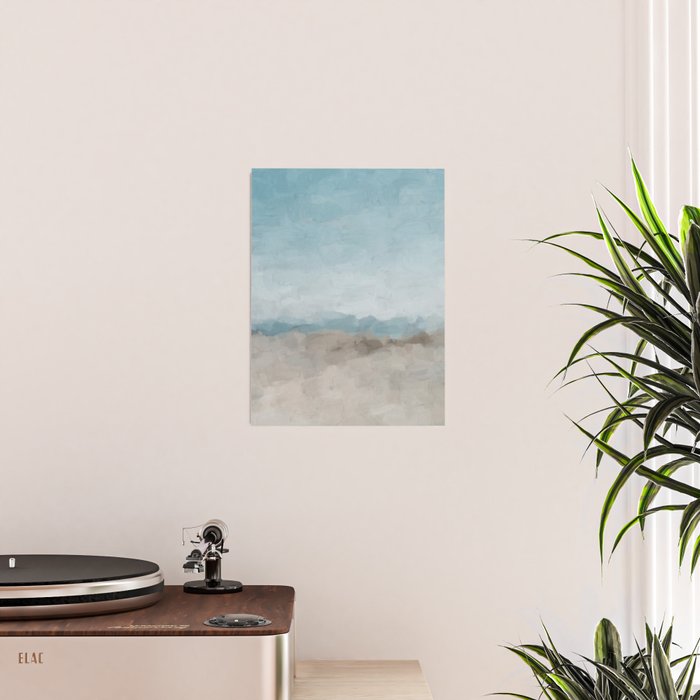 Beach Day II - Ocean Horizon Sandy Sunny Clear Blue Skies Abstract Nature Painting Art Print  Poster Gallery Image 2