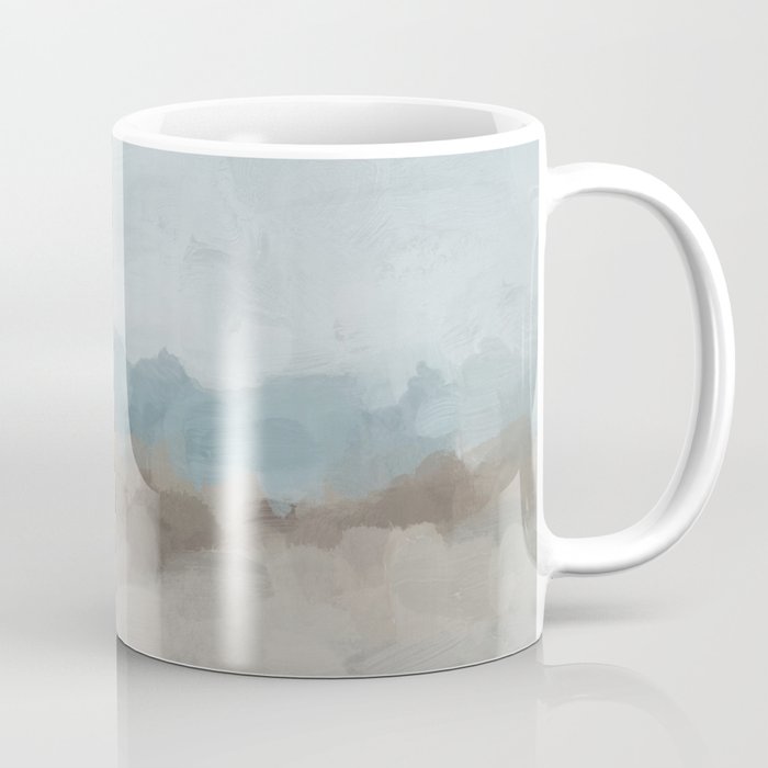 Beach Day II - Ocean Horizon Sandy Sunny Clear Blue Skies Abstract Nature Painting Art Print  Coffee Mug Gallery Image 1