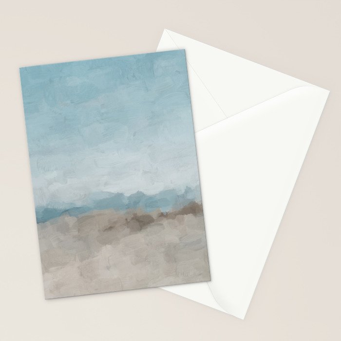 Beach Day II - Ocean Horizon Sandy Sunny Clear Blue Skies Abstract Nature Painting Art Print  Stationery Card Gallery Image 2