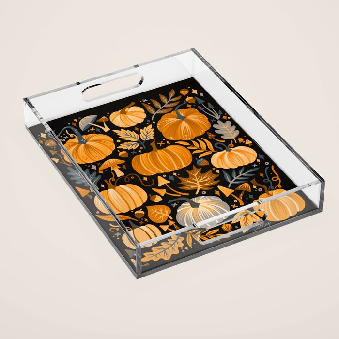 Pumpkin Confetti - Orange on Charcoal Acrylic Tray Gallery Image 1