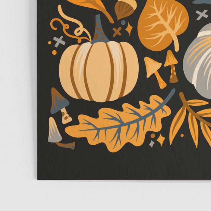 Pumpkin Confetti - Orange on Charcoal Poster Gallery Image 3