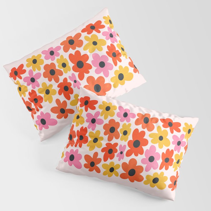Retro Flowers: Pastel Edition Pillow Sham Gallery Image 3