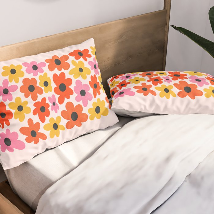 Retro Flowers: Pastel Edition Pillow Sham Gallery Image 2