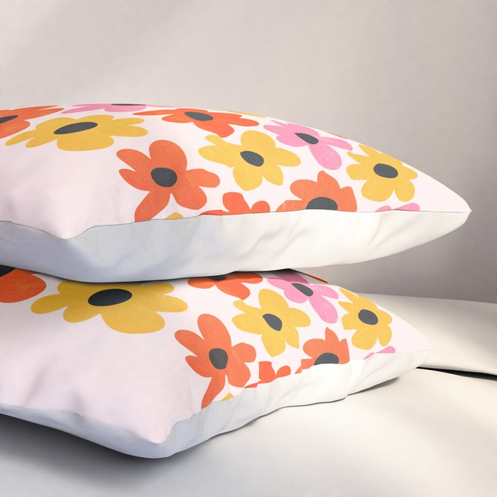 Retro Flowers: Pastel Edition Pillow Sham Gallery Image 3