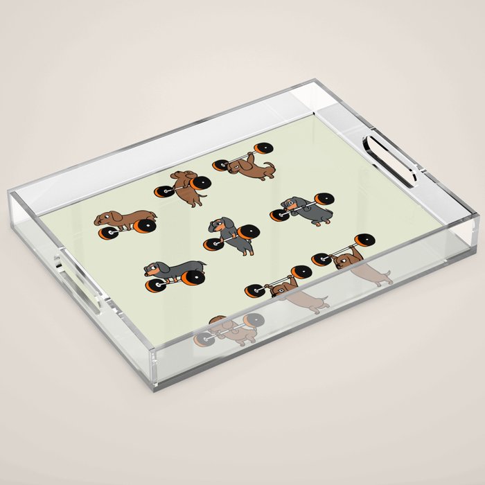 Olympic Lifting Dachshund Acrylic Tray Gallery Image 1
