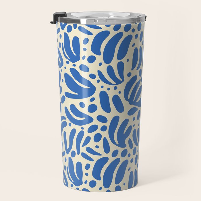 Abstract blue nature leaf shape art pattern Travel Mug Gallery Image 3