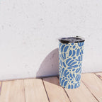 Abstract blue nature leaf shape art pattern Travel Mug Gallery Image 4